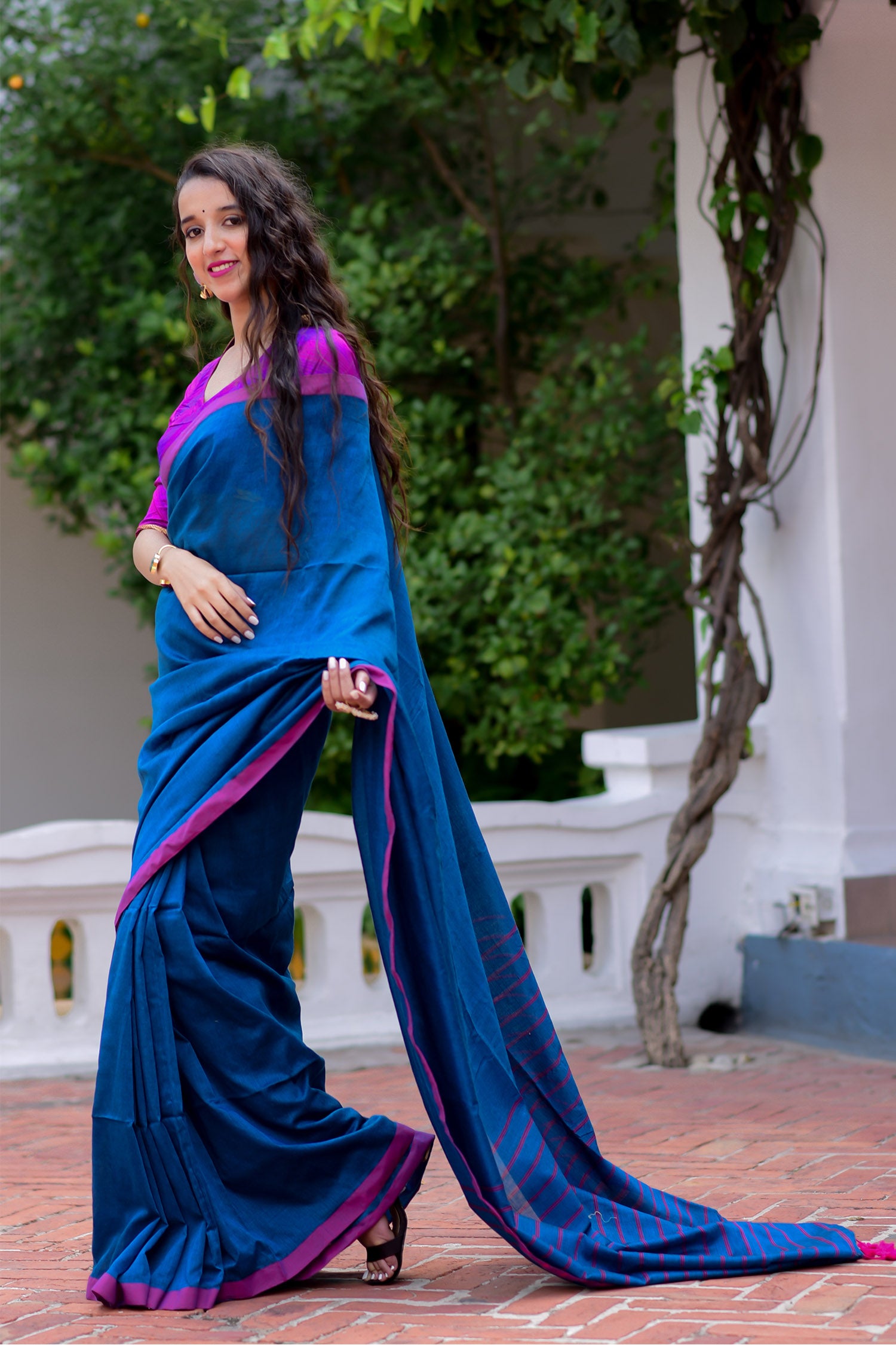 Joyful Ballad-Cotton Handwoven Saree Prasam Crafts