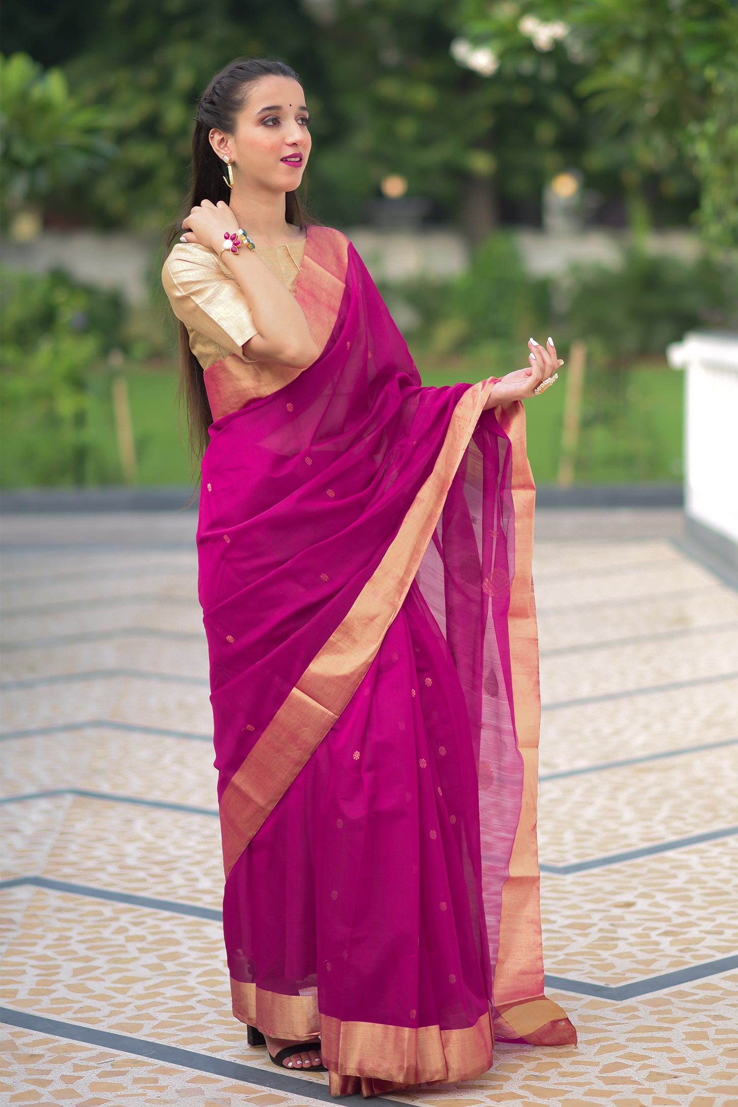 Colliding Zeal Chanderi Handwoven Saree Prasamcrafts Handcrafted Festive Workwear Dailywear