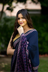 BloomingJingle Silk Modal handblock print Saree Prasamcrafts  Handcrafted festivewear 