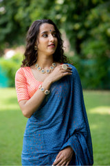Petite Lilies Cotton handblock print Saree Prasamcrafts Handcrafted Festive Workwear Dailywear