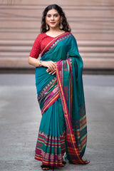 Ethnic Cheer Cotton Handwoven Handblock Print Saree Prasamcrafts Handcrafted Festive Workwear Dailywear