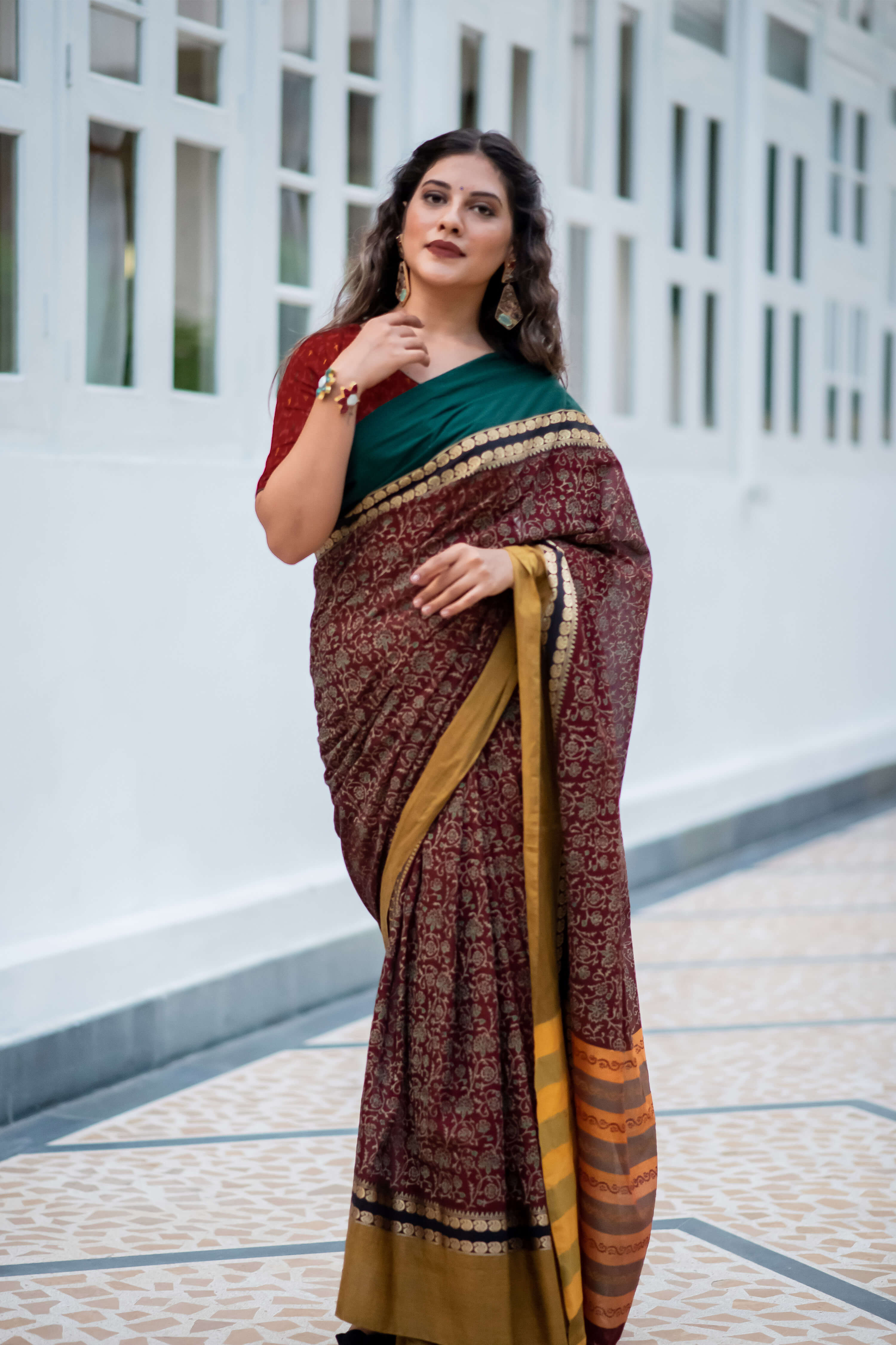 Pride Parade - Cotton Handwoven Block Print Saree Prasam Crafts