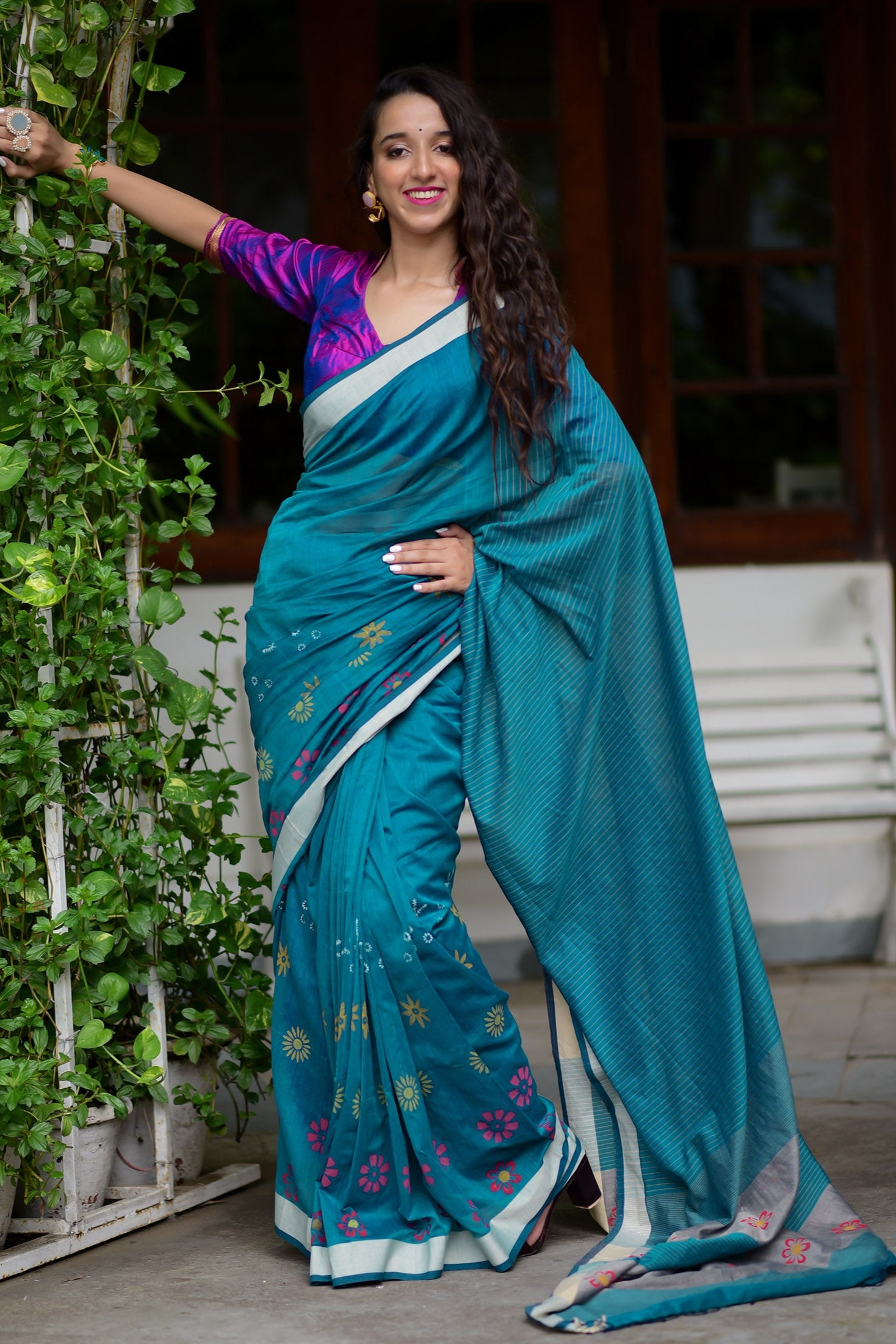 Forget Me Not -Cotton Block Print Saree