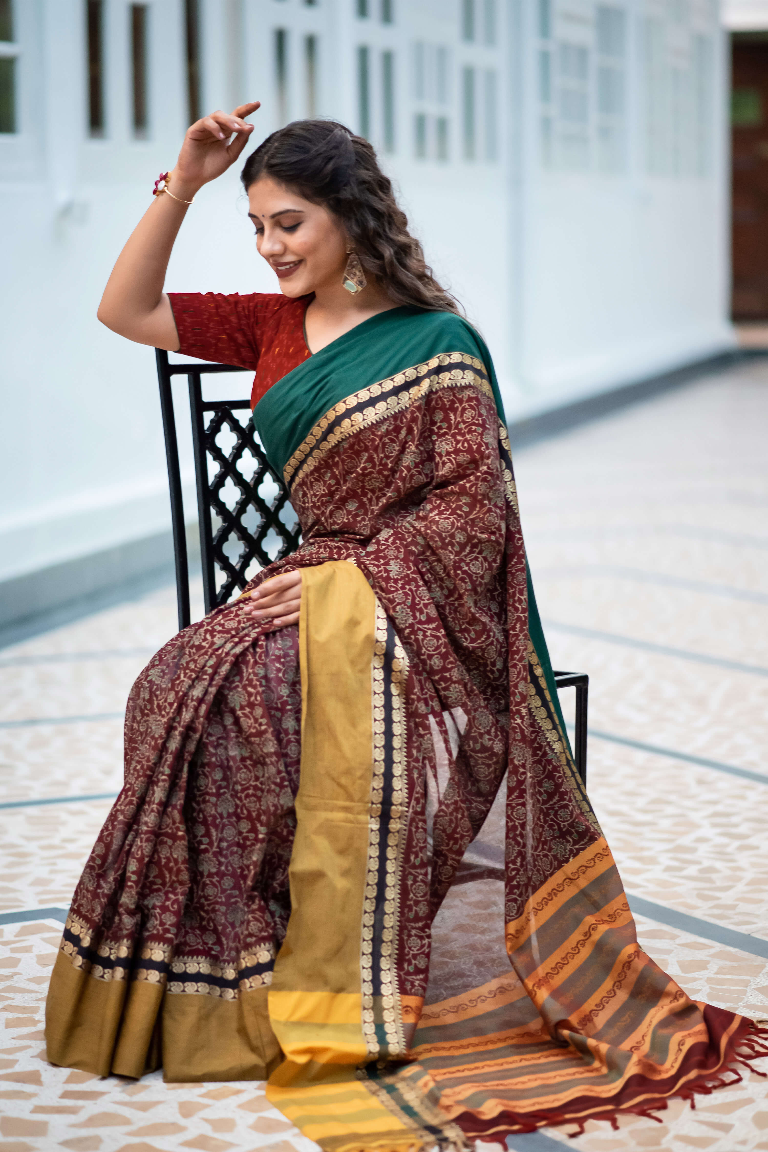 Pride Parade - Cotton Handwoven Block Print Saree Prasam Crafts