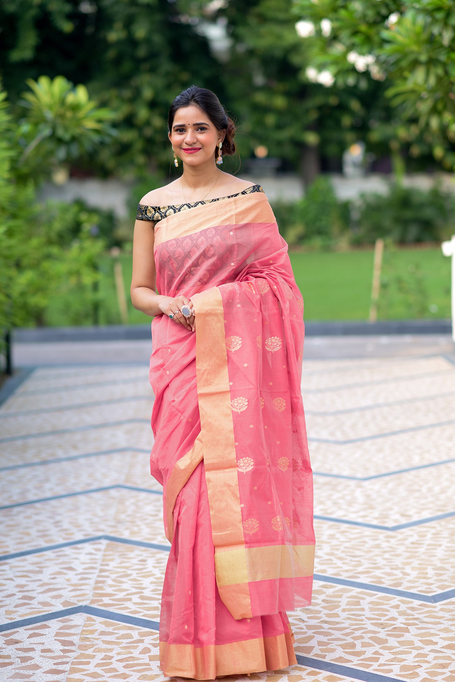 Coral Cast Chanderi Handwoven Saree Prasamcrafts Handcrafted Festive Workwear Dailywear