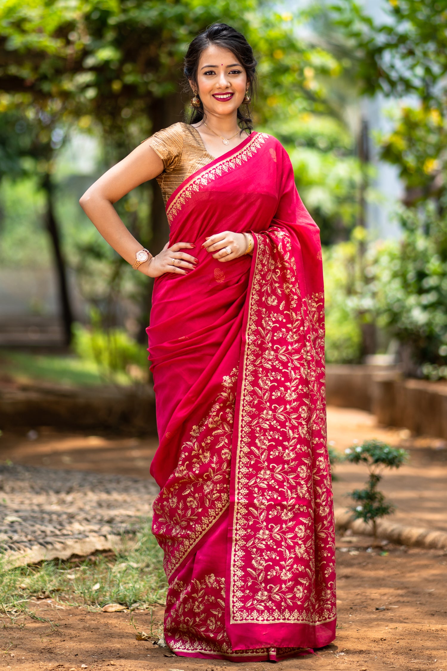 Vibrant Glitter Chanderi Handblock Print Saree Prasamcrafts Handcrafted Festive Workwear Dailywear