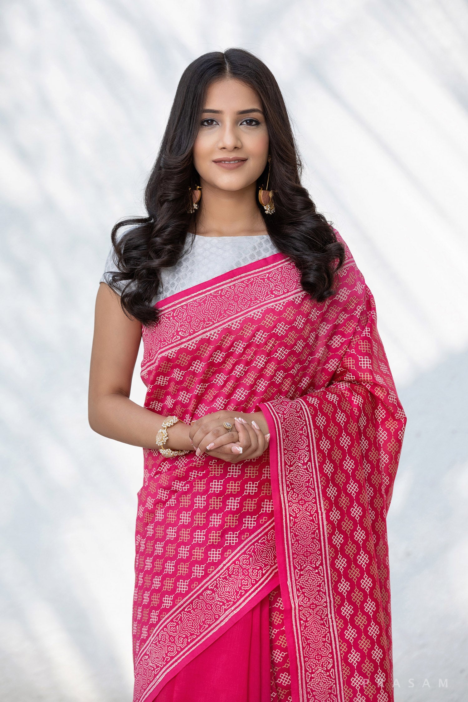 Blush Sorbet - Chanderi Block Print Saree Prasam Crafts