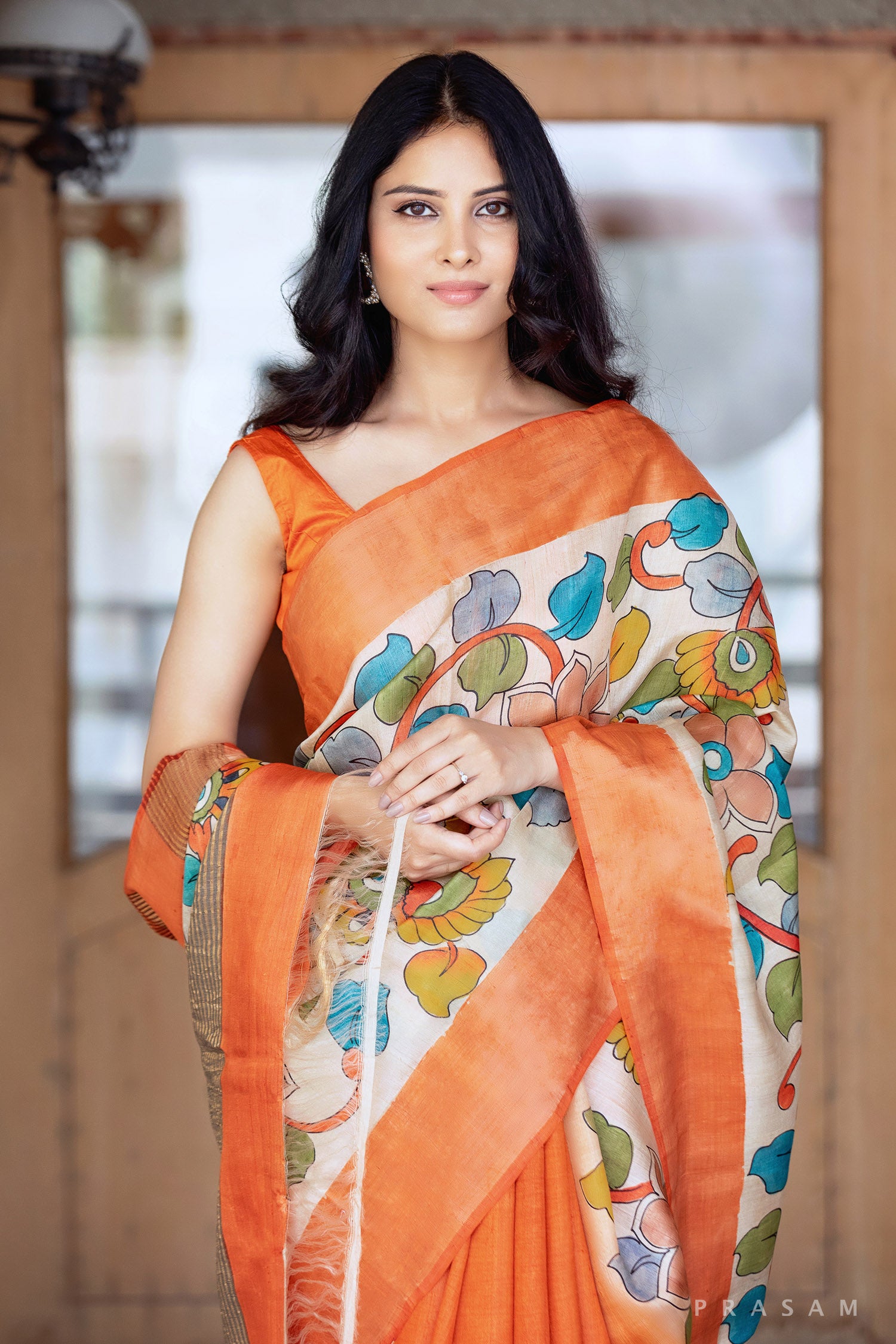 Sunlit Luxe Kalamkari Pure Tassar Silk Saree