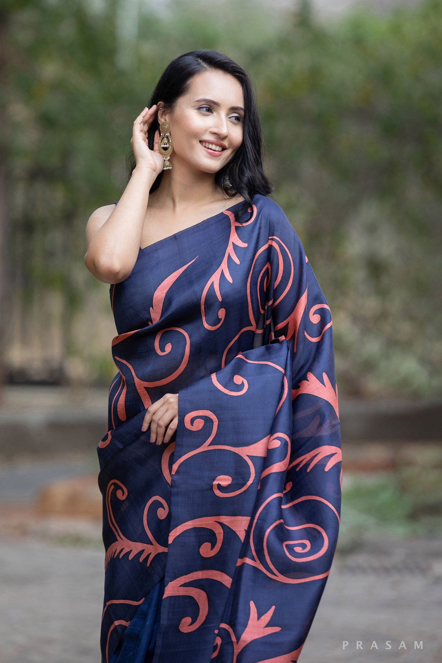 Pop Maze-Hand Batik Silk Saree Prasam Crafts