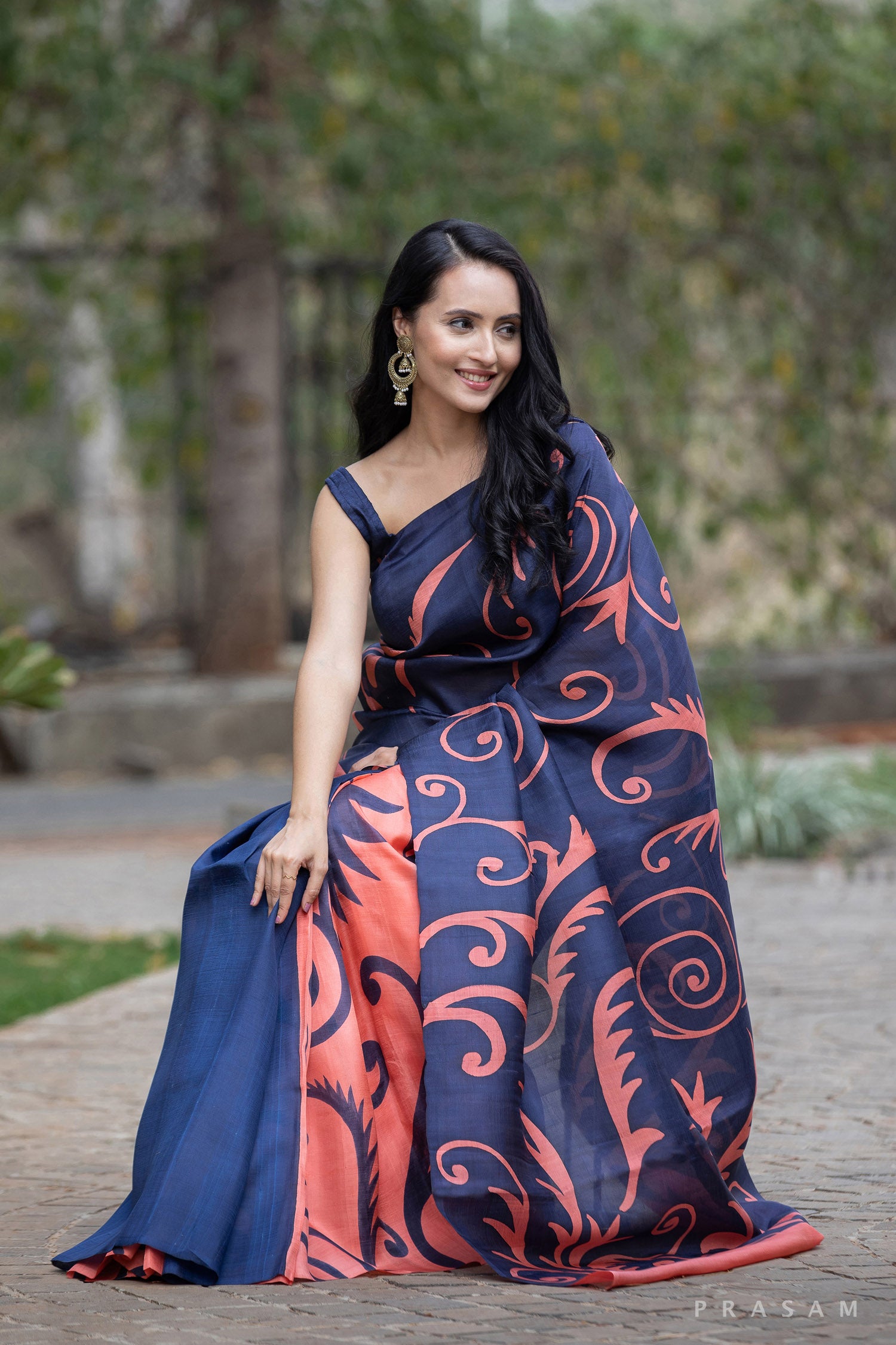 Pop Maze-Hand Batik Silk Saree Prasam Crafts