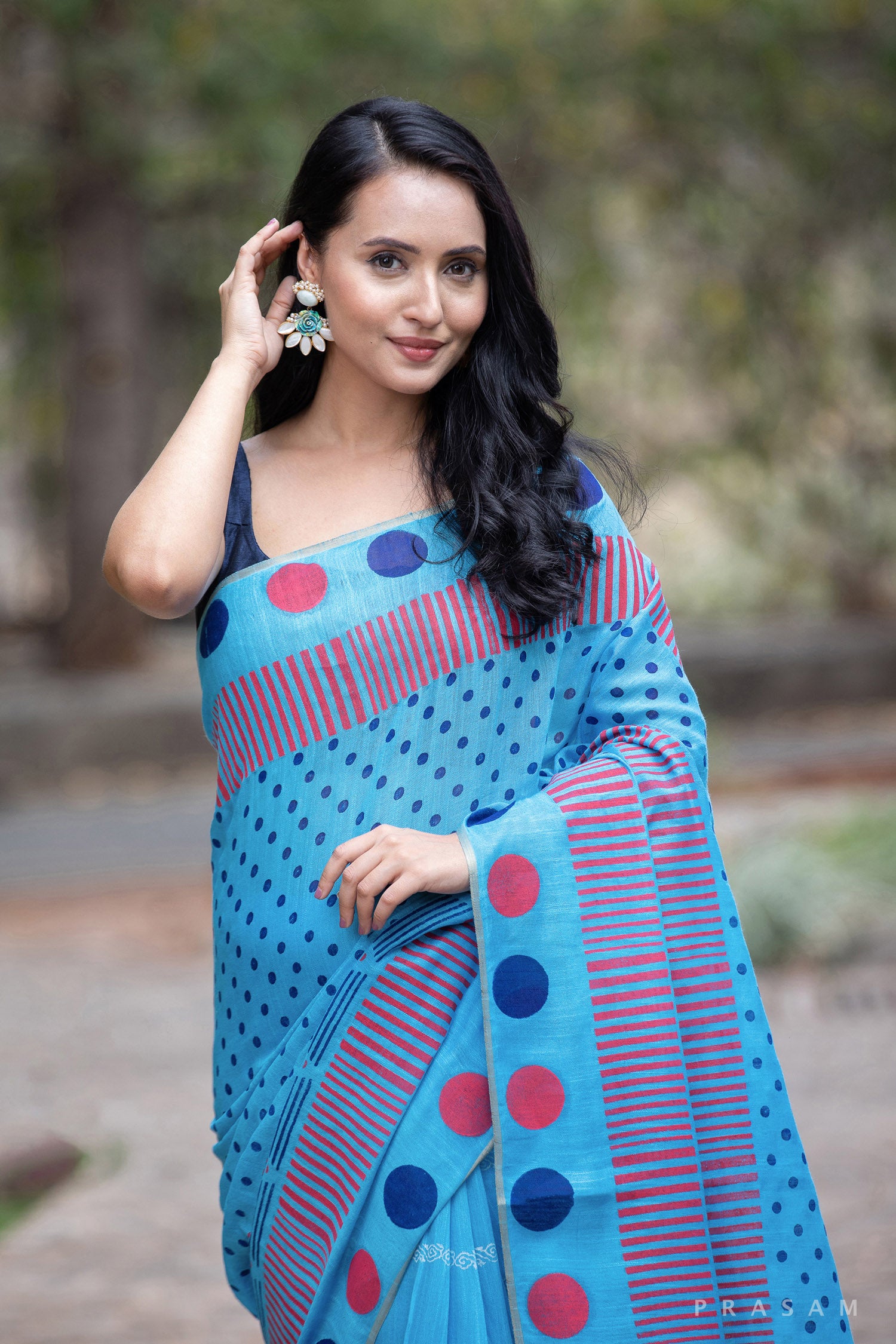 Nostalgic specks-Cotton Block Print Saree Prasam Crafts