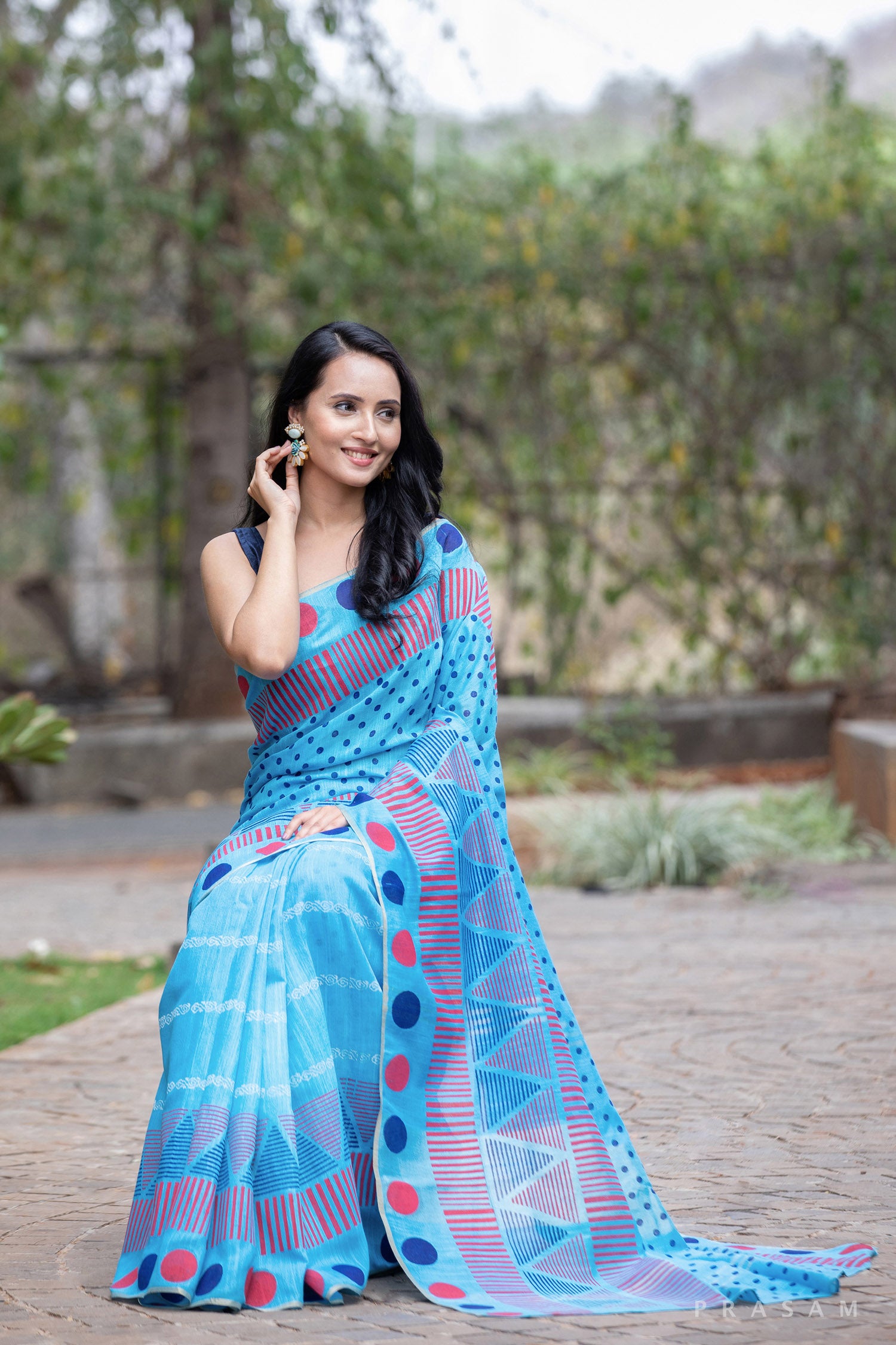 Nostalgic specks-Cotton Block Print Saree Prasam Crafts