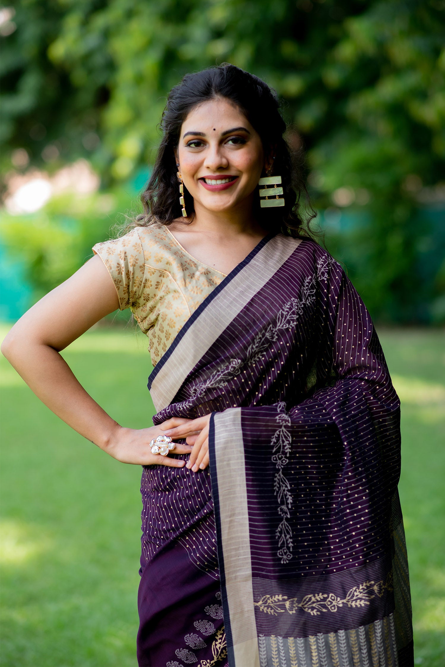 Opulent Stare Cotton handblock print Saree Prasamcrafts Handcrafted Festive Workwear Dailywear