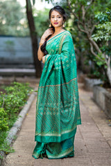 Botany Blossom Chanderi Handblock Print Saree Prasamcrafts Handcrafted Festive Workwear Dailywear