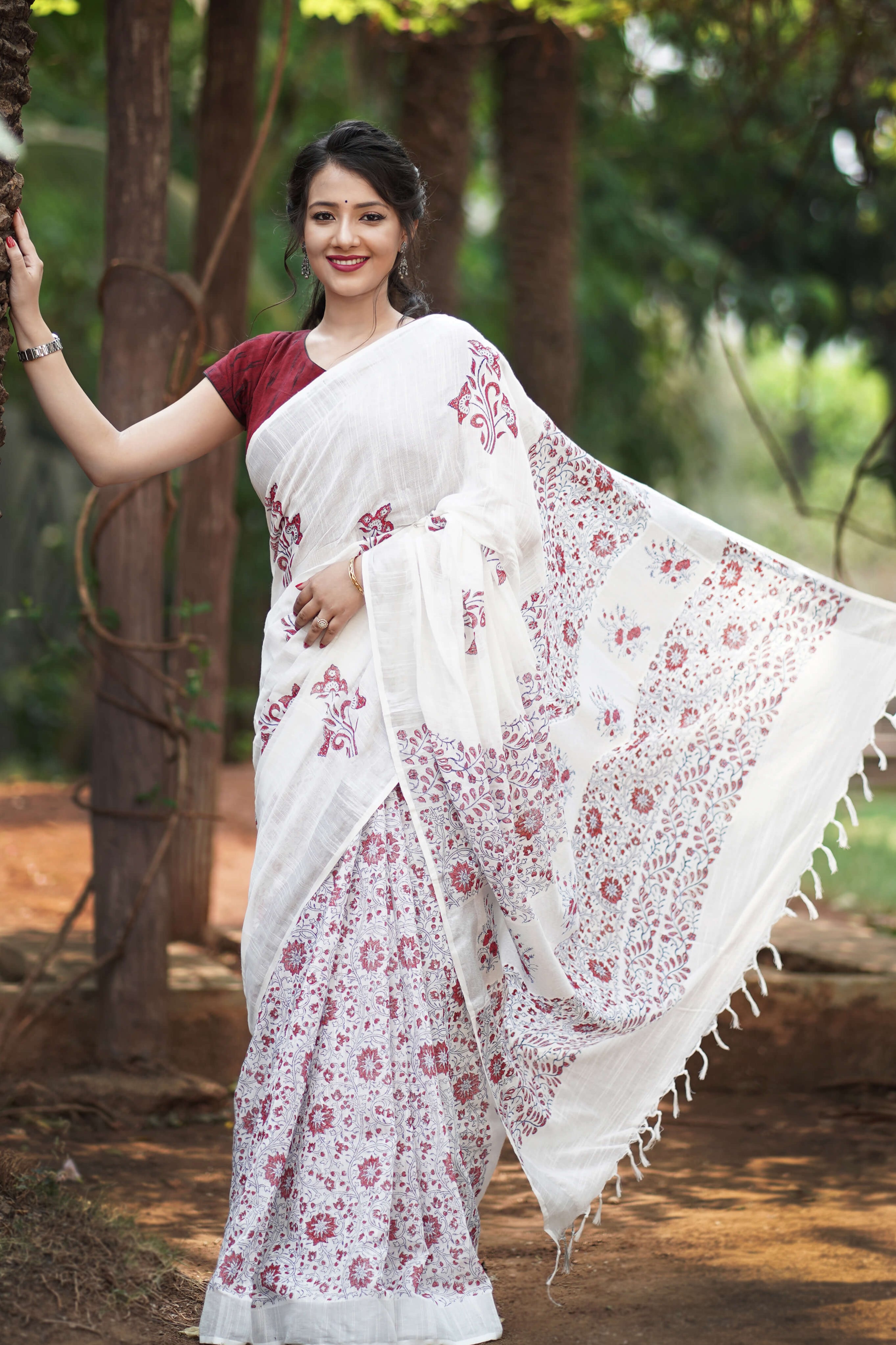 Fragile Artistry Cotton handblock print Saree Prasamcrafts Handcrafted Festive Workwear Dailywear