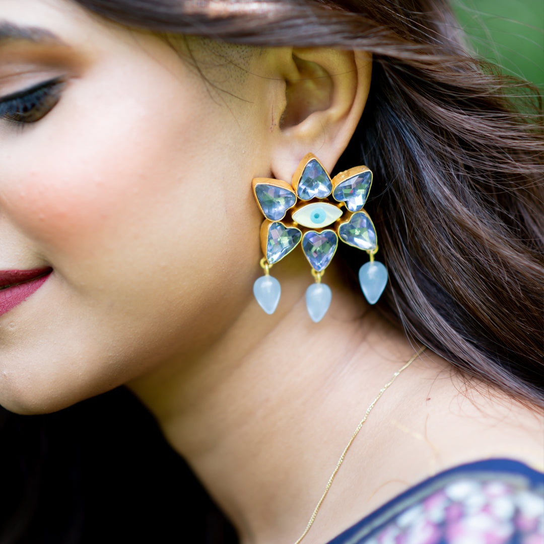 Straight Forward Stare Statement Drop Earrings Prasam Crafts