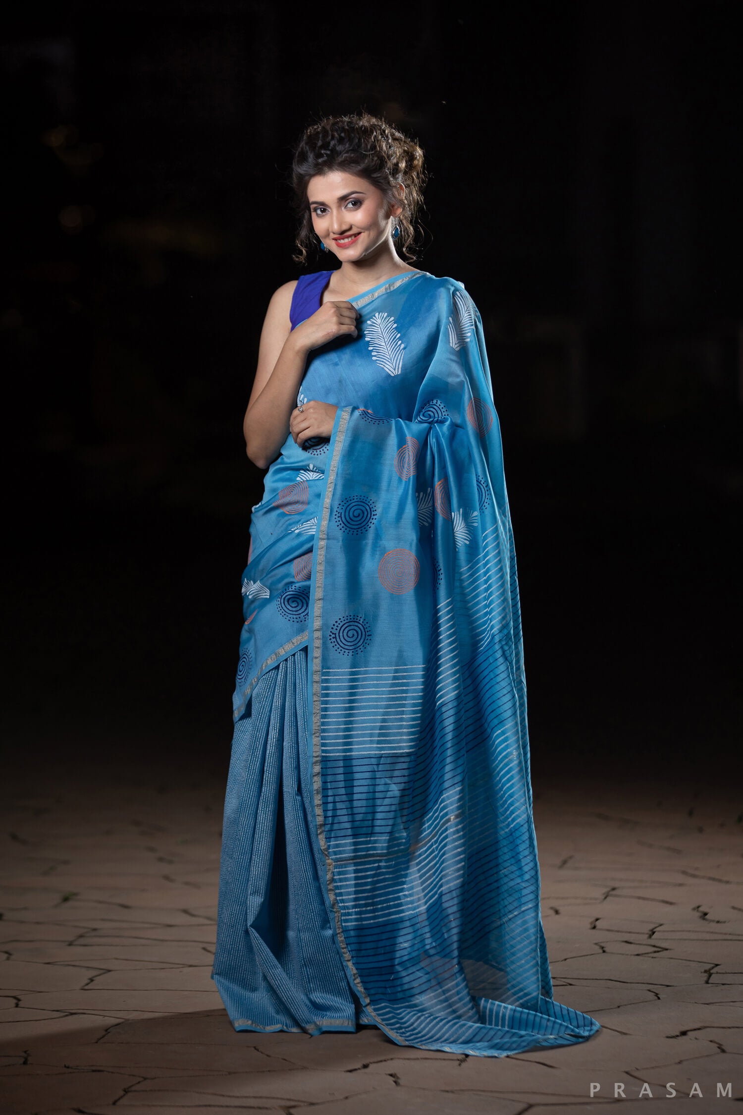 Dazzling Glory Chanderi Handblock Print Saree Prasamcrafts Handcrafted Festive Workwear Dailywear