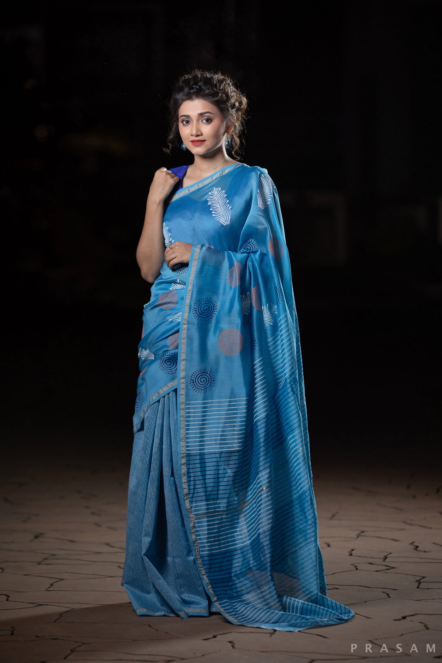 Dazzling Glory Chanderi Handblock Print Saree Prasamcrafts Handcrafted Festive Workwear Dailywear