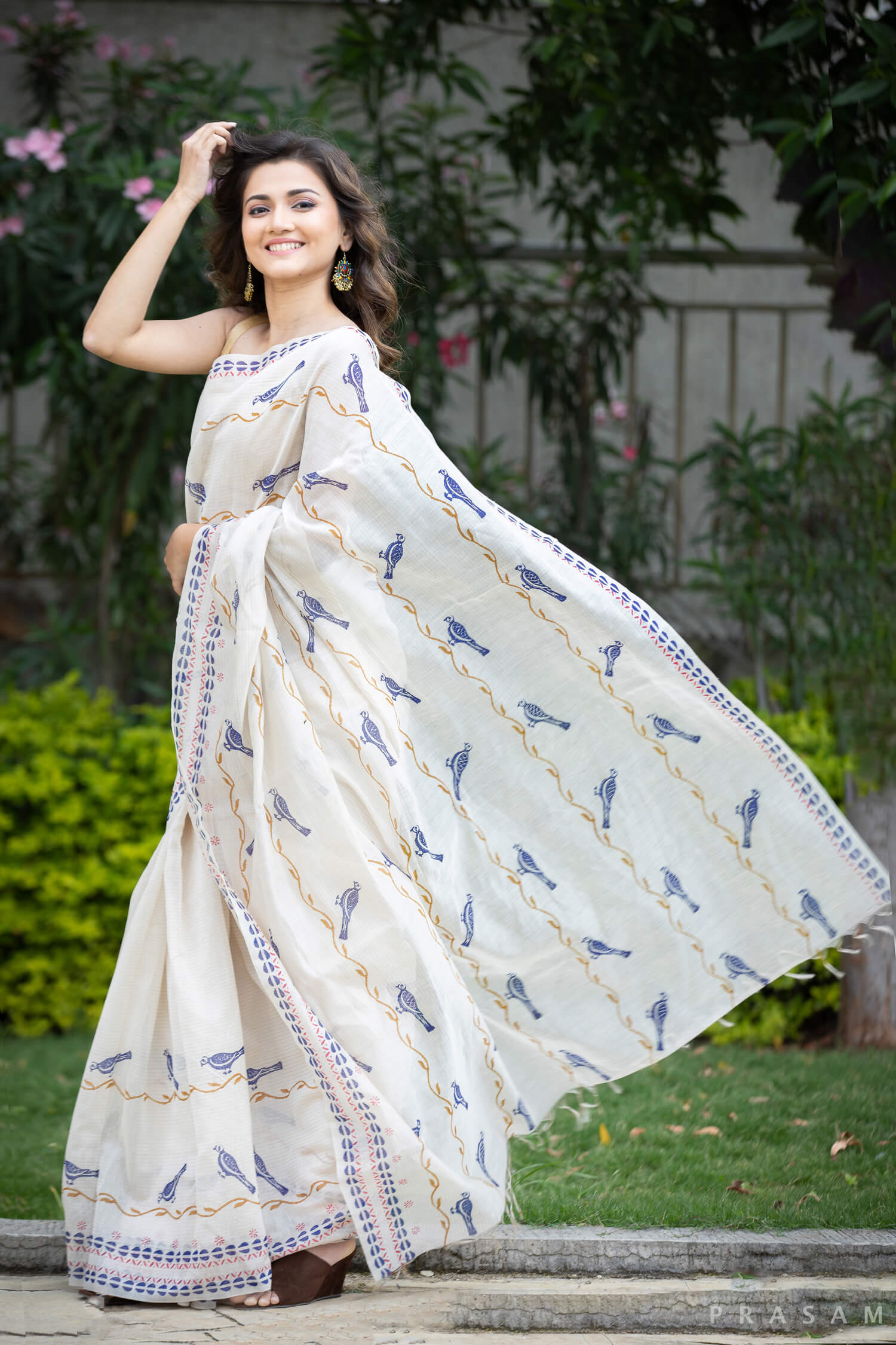 Distinct Mornings Chanderi Handblock Print Saree Prasamcrafts Handcrafted Festive Workwear Dailywear