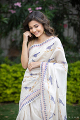 Distinct Mornings Chanderi Handblock Print Saree Prasamcrafts Handcrafted Festive Workwear Dailywear