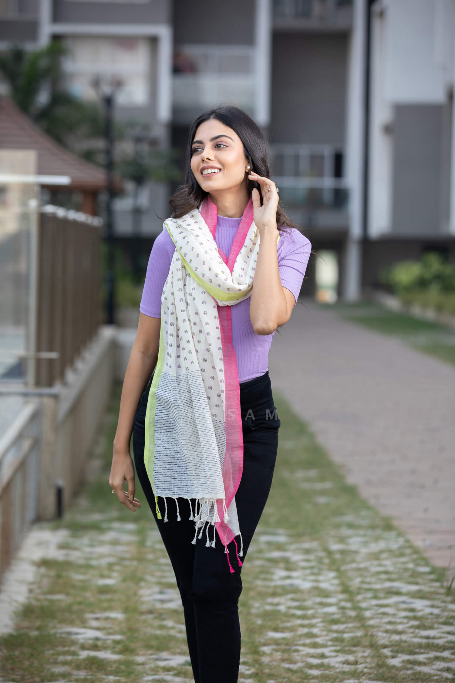 Ditsy Imprints Cotton Stole Prasamcrafts Handwoven Handblock Print Handcrafted  Workwear Dailywear