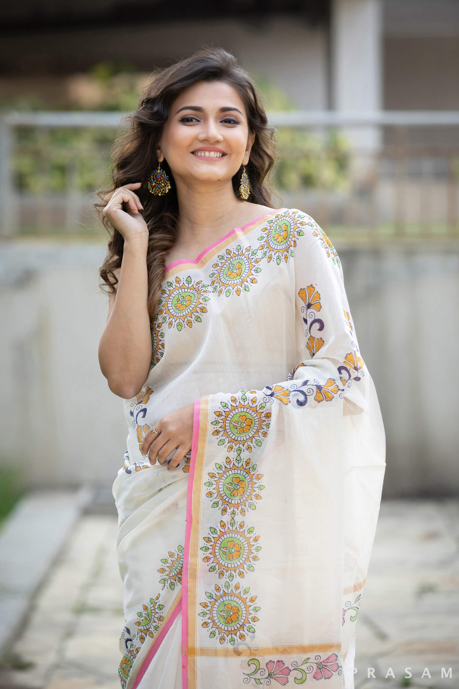 Flamboyant Vines Chanderi Handblock Print Saree Prasamcrafts Handcrafted Festive Workwear Dailywear