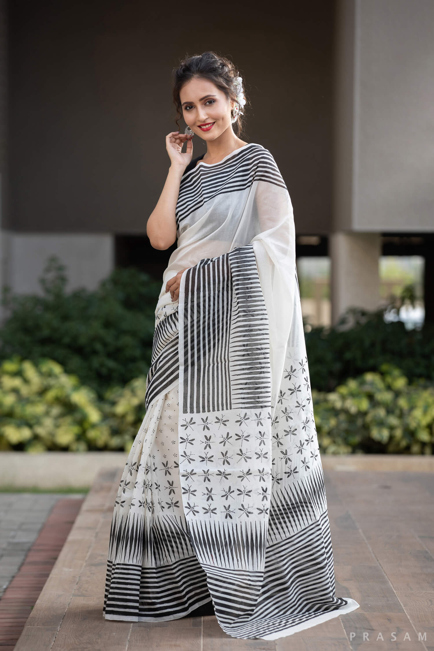 Free Spirited Soul Chanderi Handblock Print Saree Prasamcrafts Handcrafted Festive Workwear Dailywear