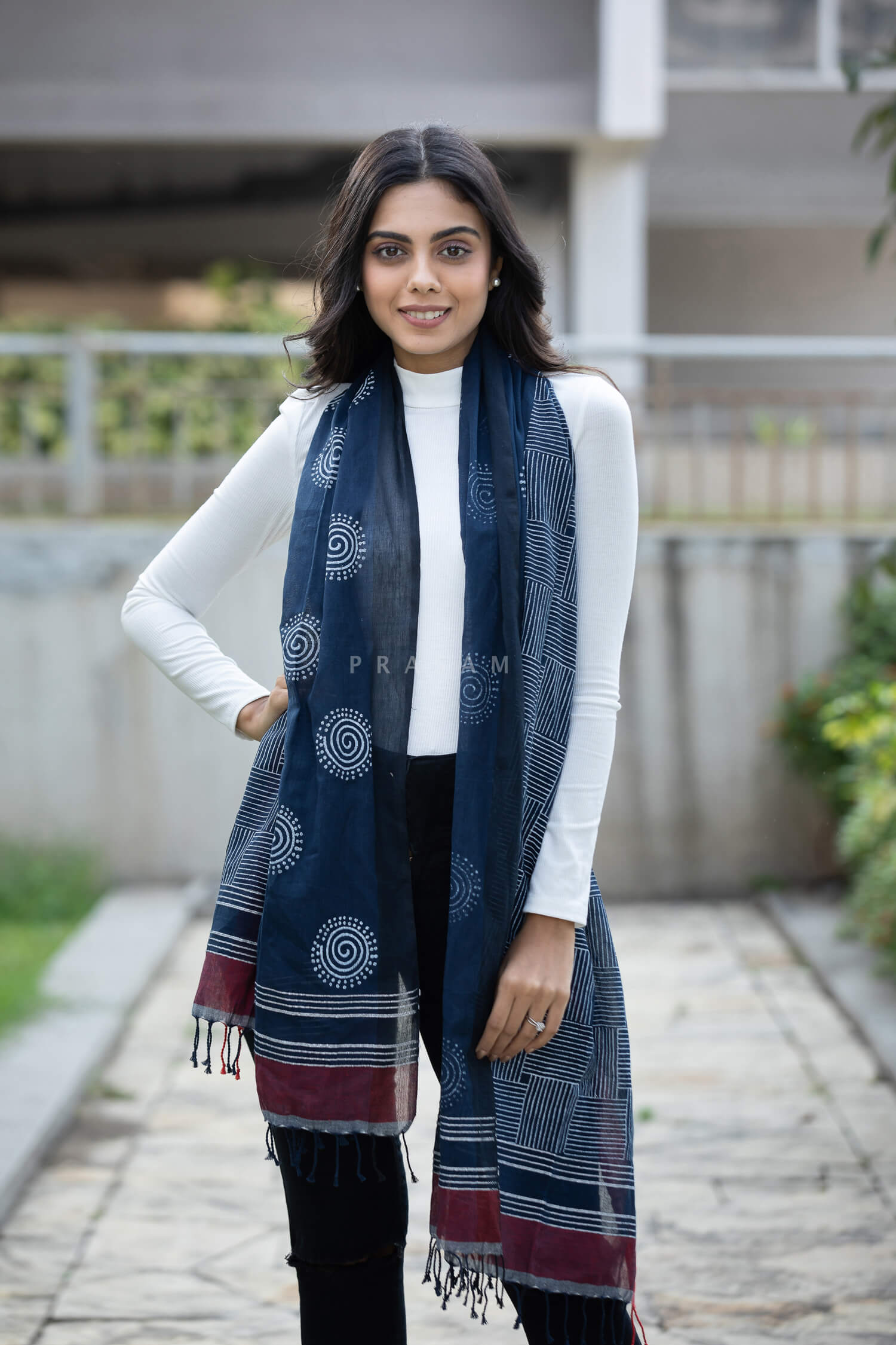 Indigo Influence- Handwoven Cotton Block Print Stole