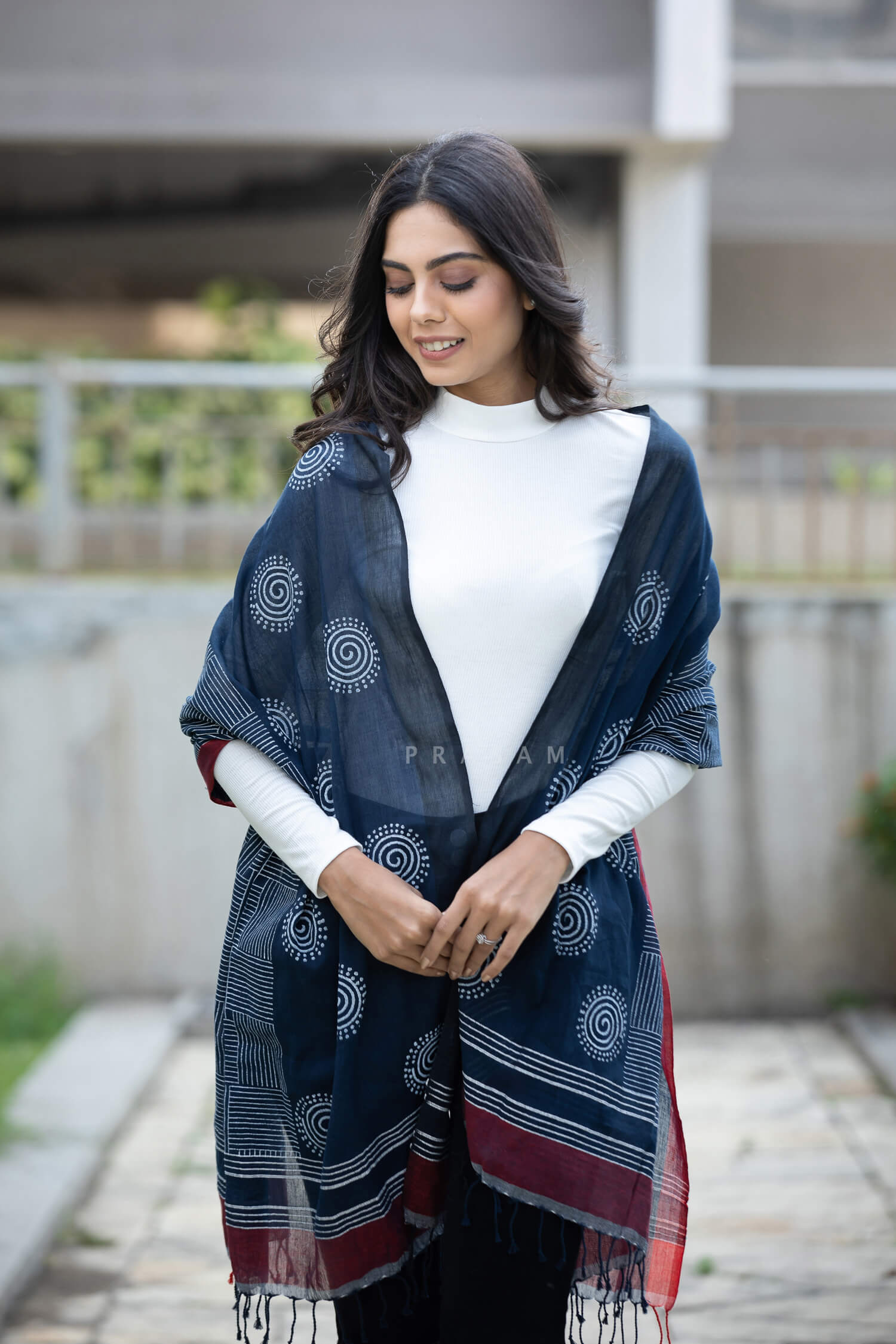 Indigo Influence- Handwoven Cotton Block Print Stole