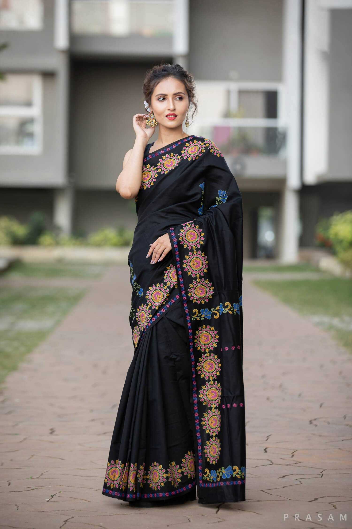 Lit Lights Chanderi Handblock Print Saree Prasamcrafts Handcrafted Festive Workwear Dailywear