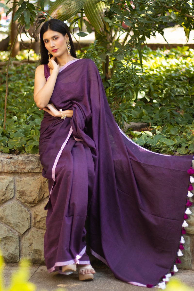 Fly in Sky - Cotton Handwoven Saree Prasam Crafts