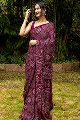 Magical Beat-Ajrakh Silk Modal Saree PRasam Crafts
