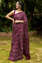 Magical Beat-Ajrakh Silk Modal Saree PRasam Crafts