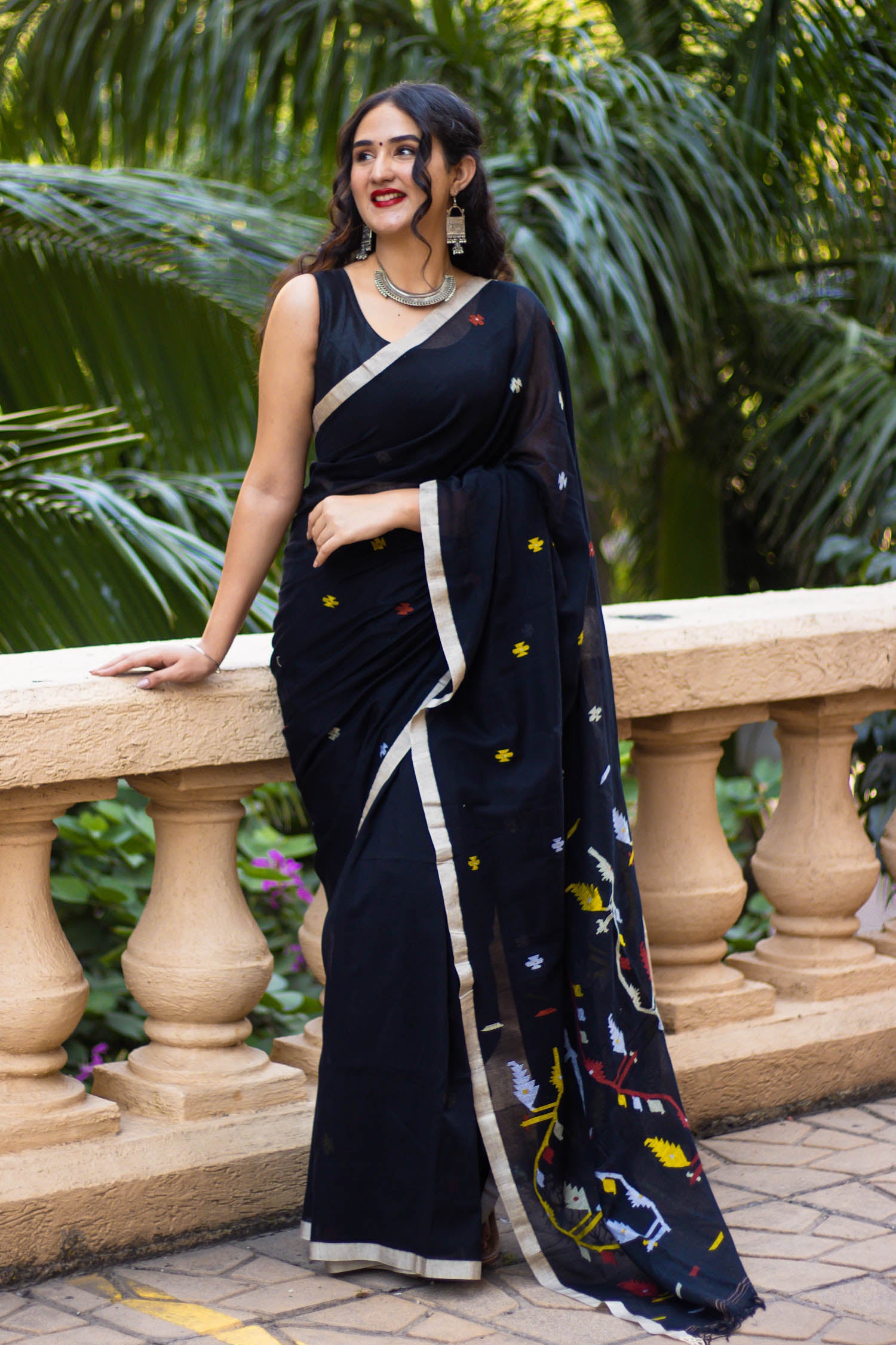 Woven Dreams Handwoven Cotton Jamdani Saree Prasam Crafts