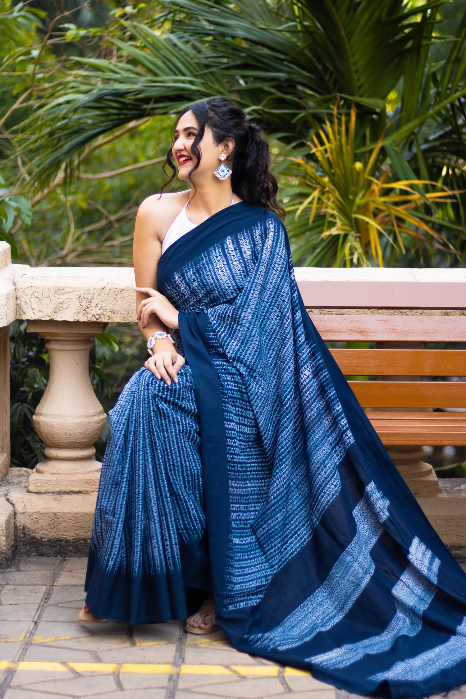 Indigo Shibori Cotton Shibori Saree Prasam Crafts