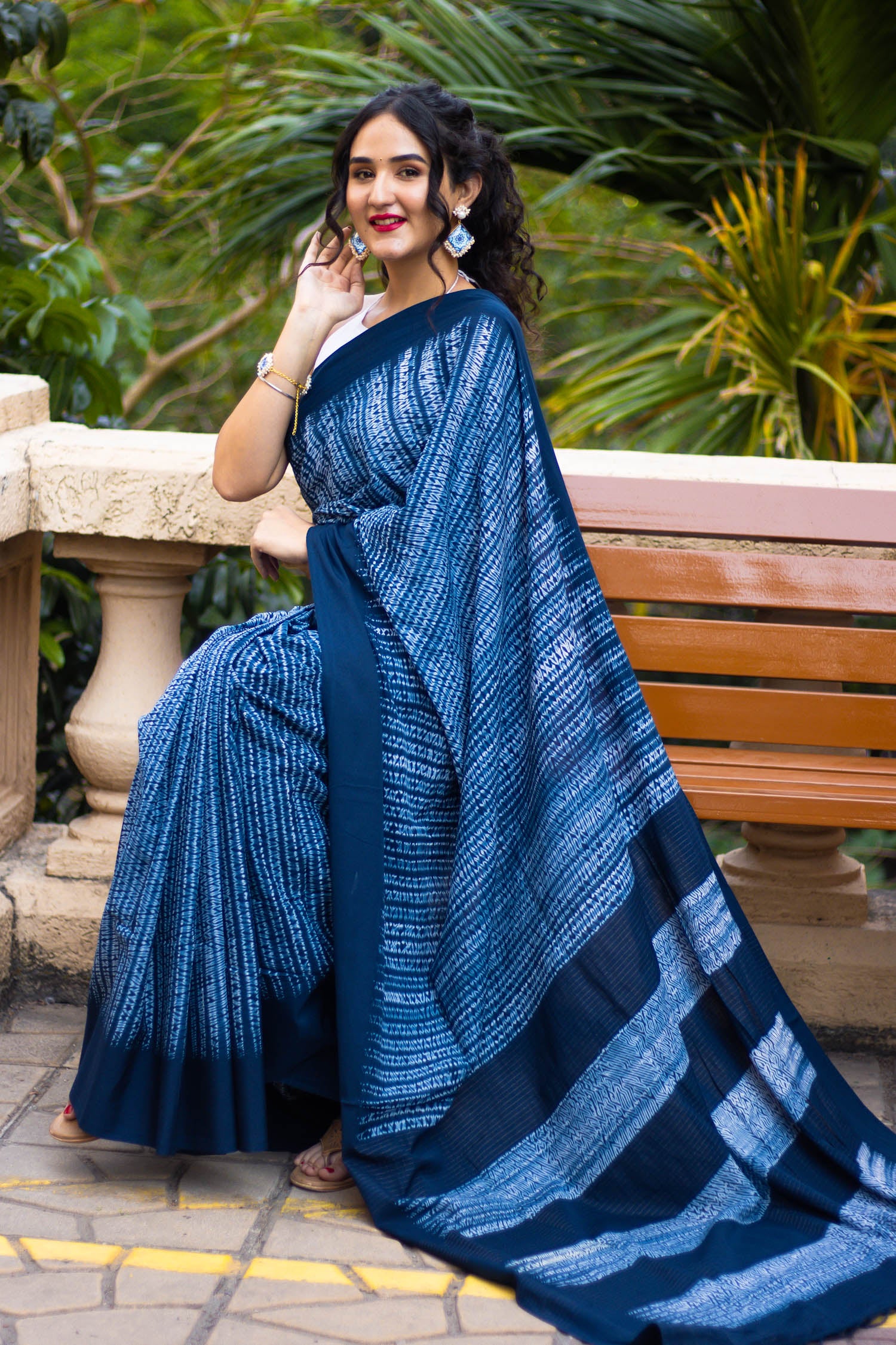 Indigo Shibori Cotton Shibori Saree Prasam Crafts