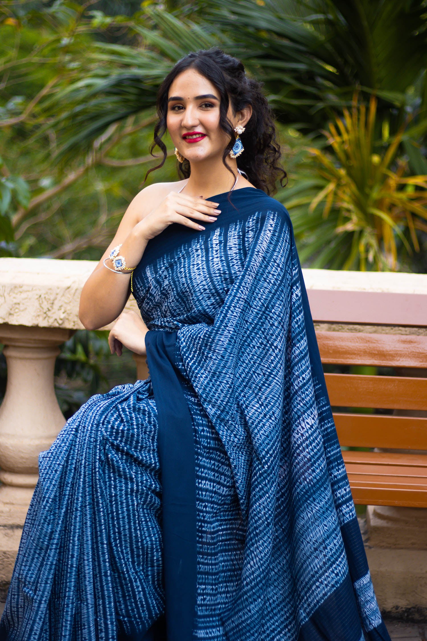 Indigo Shibori Cotton Shibori Saree Prasam Crafts