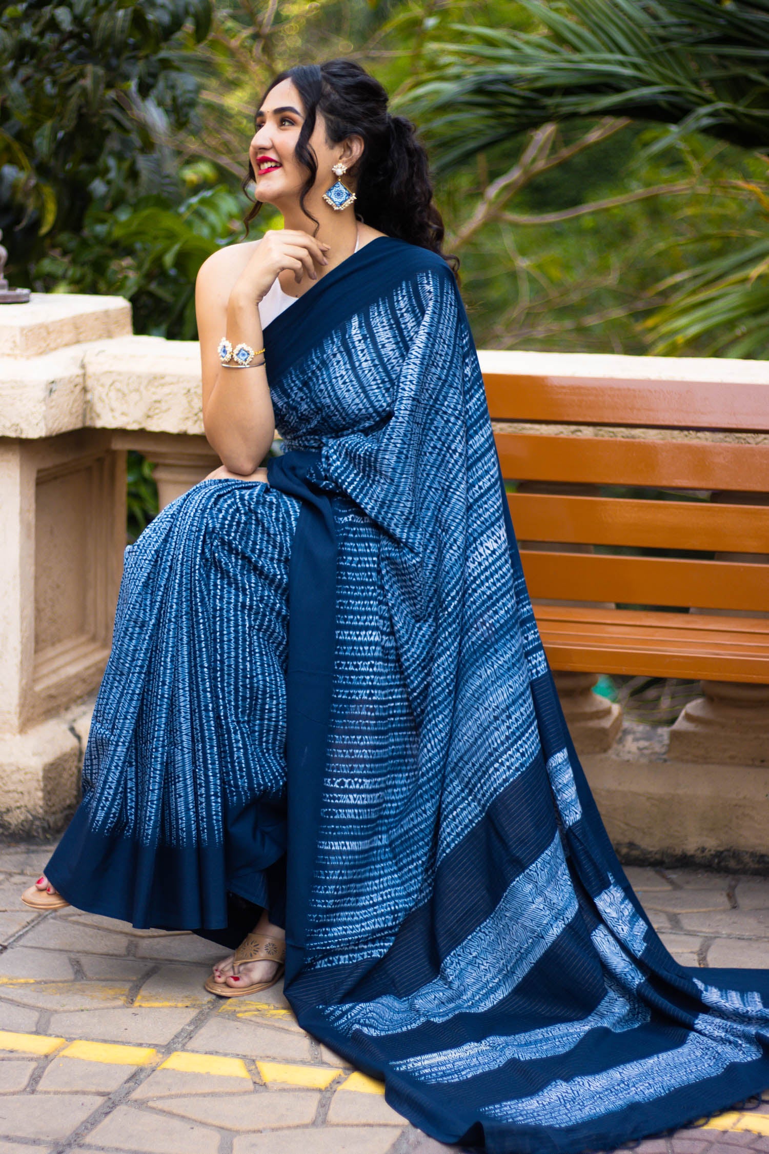 Indigo Shibori Cotton Shibori Saree Prasam Crafts