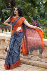 Temple Handwoven Cotton Saree, Divine Charm Saree, Sacred Temple Motifs, Elegant and Comfortable, Premium Handwoven Cotton Saree, Prasam Crafts