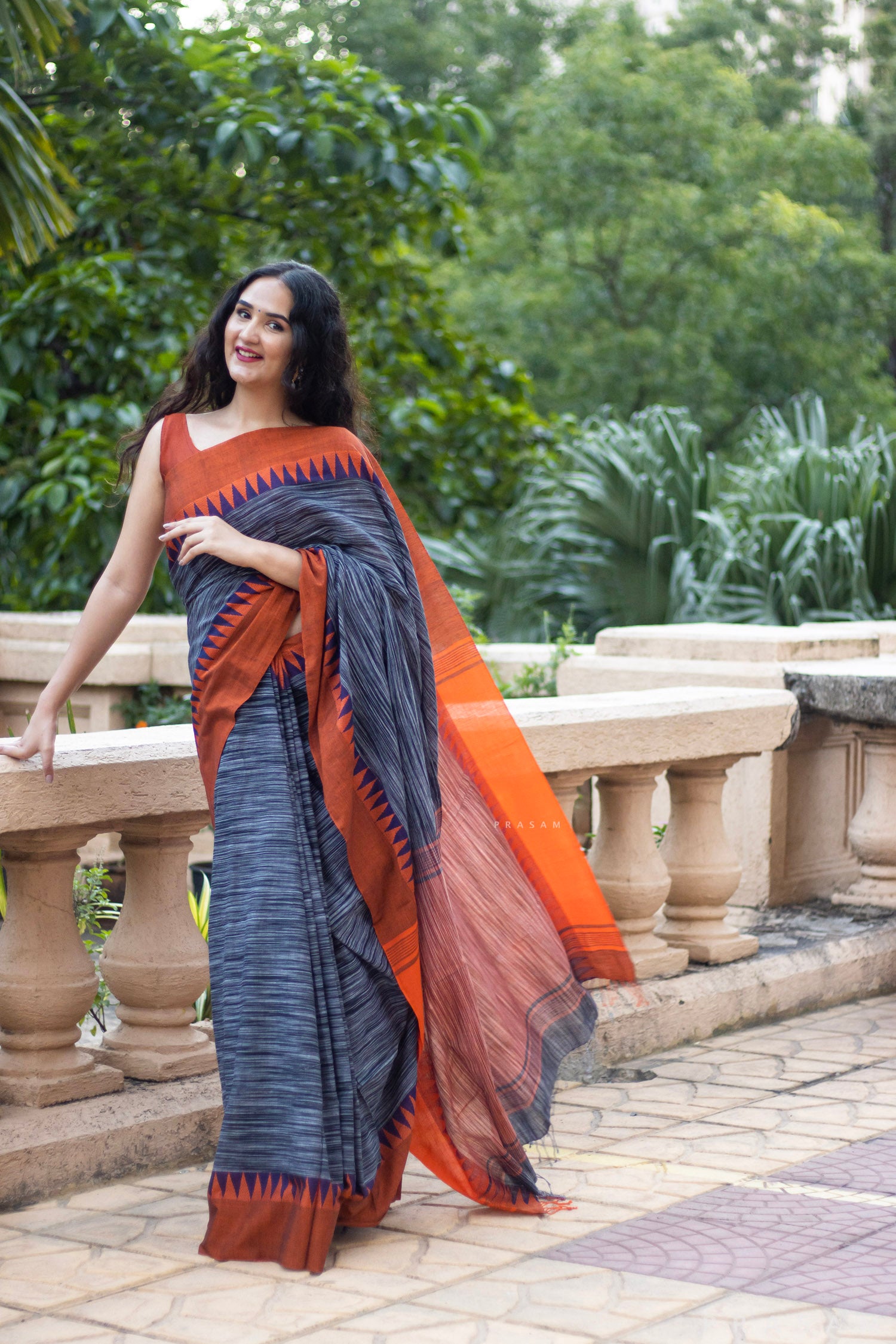 Temple Handwoven Cotton Saree, Divine Charm Saree, Sacred Temple Motifs, Elegant and Comfortable, Premium Handwoven Cotton Saree, Prasam Crafts