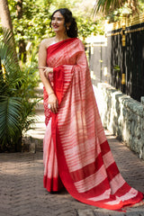 Red Shibori Cotton Shibori Saree Prasam Crafts