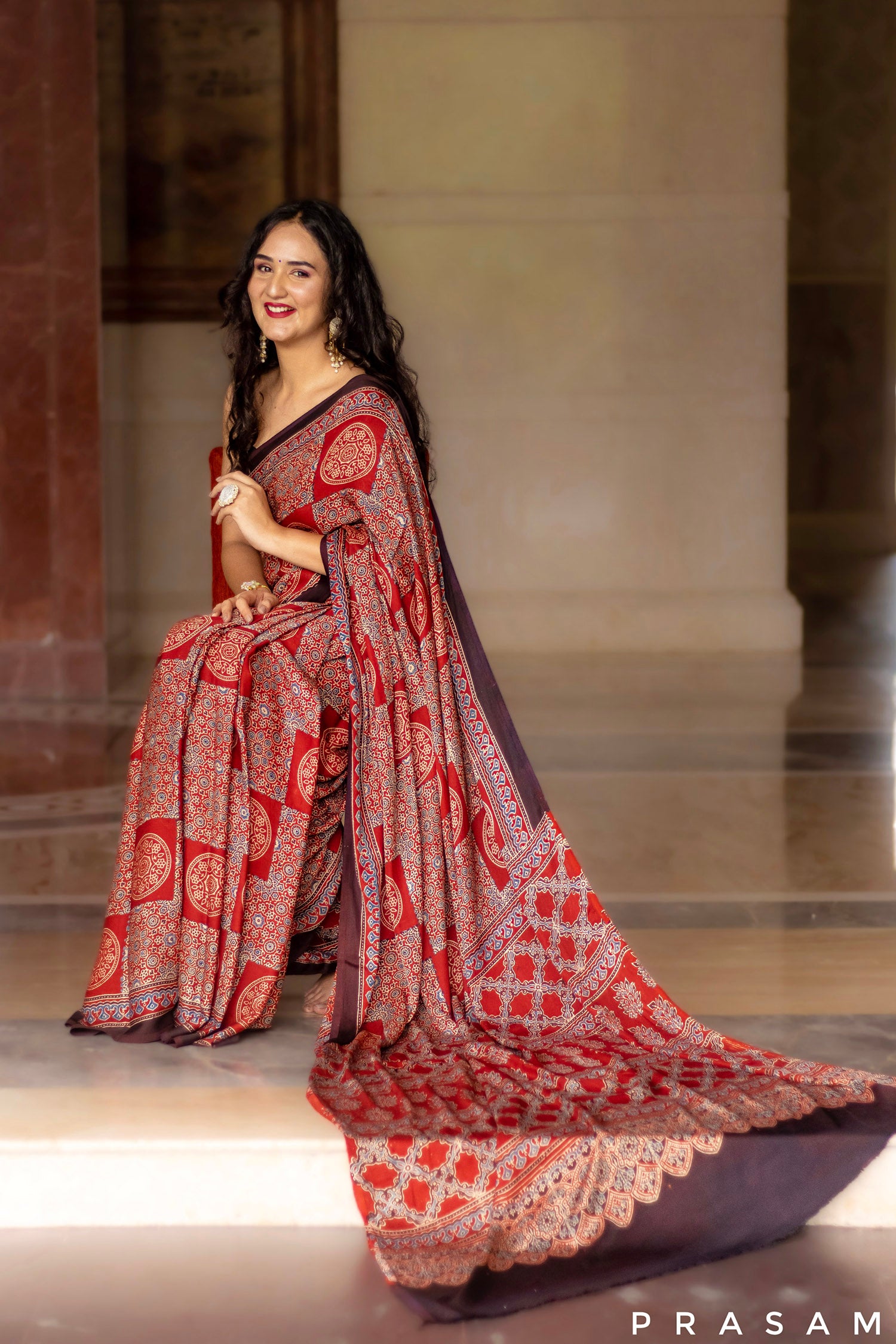 Fortune Find-Ajrakh Modal Silk Saree Prasam Crafts