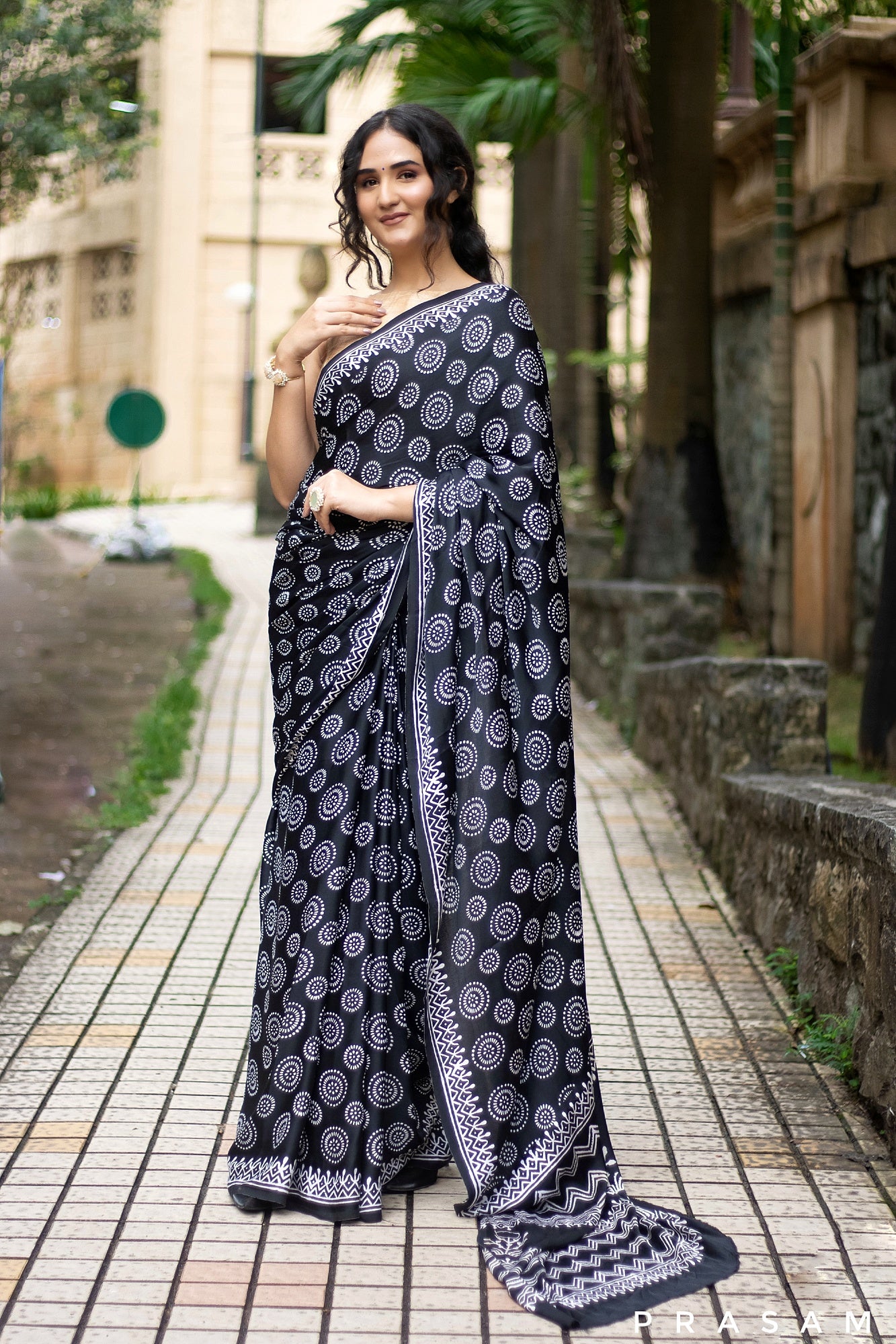 Chaos Plan--Ajrakh Modal Silk Saree Prasam Crafts