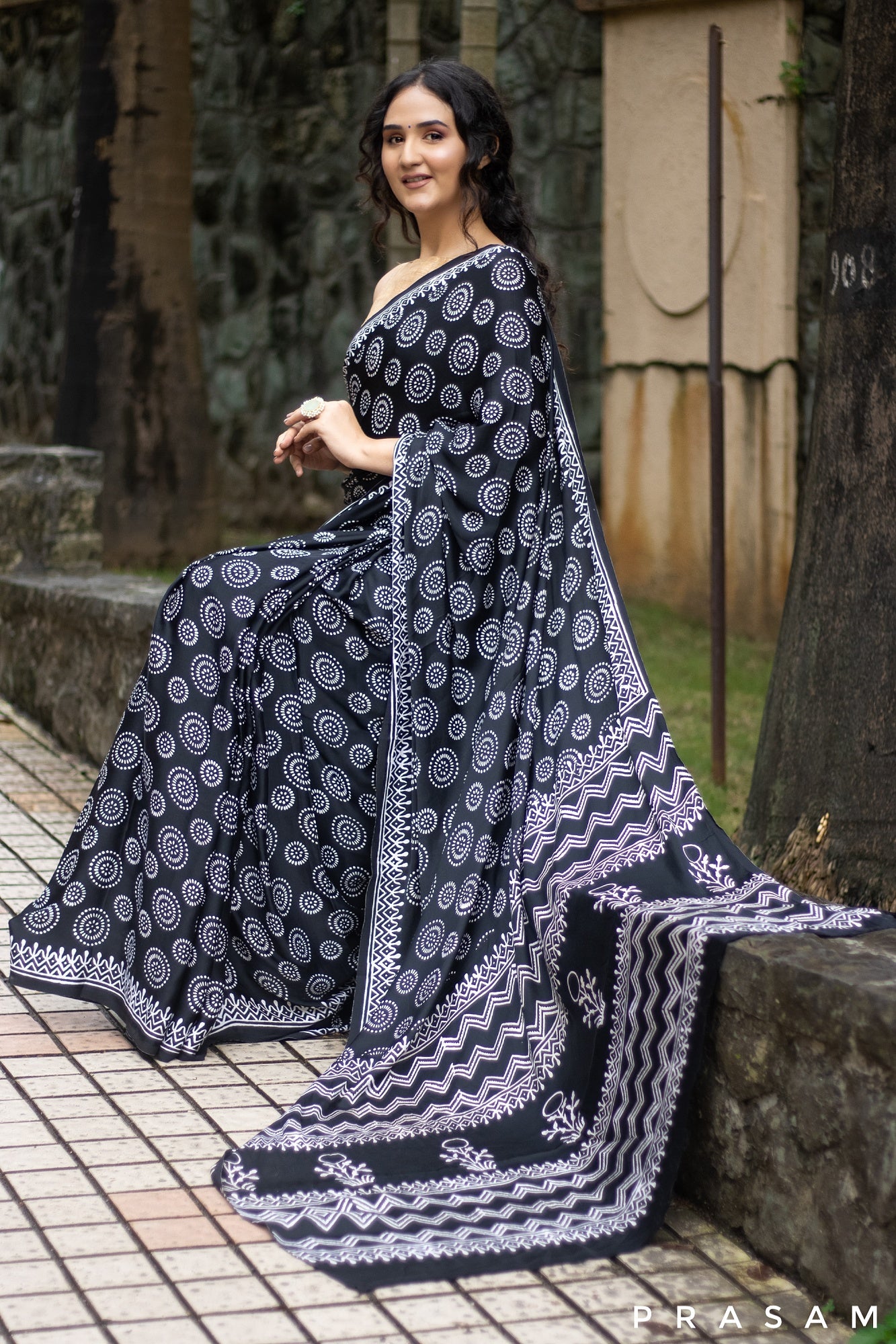 Chaos Plan--Ajrakh Modal Silk Saree Prasam Crafts