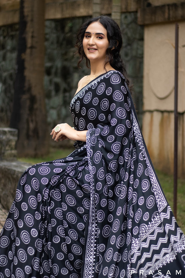 Chaos Plan--Ajrakh Modal Silk Saree Prasam Crafts