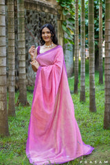 Blush-Cotton Handwoven Saree Prasam Crafts