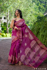 Dotted Fraction Hand Batik Pure Tassar Silk Saree Prasam Crafts