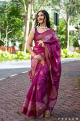Dotted Fraction Hand Batik Pure Tassar Silk Saree Prasam Crafts