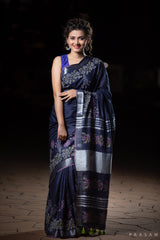 Midnight Memoir Cotton handblock print Saree Prasamcrafts Handcrafted Festive Workwear Dailywear