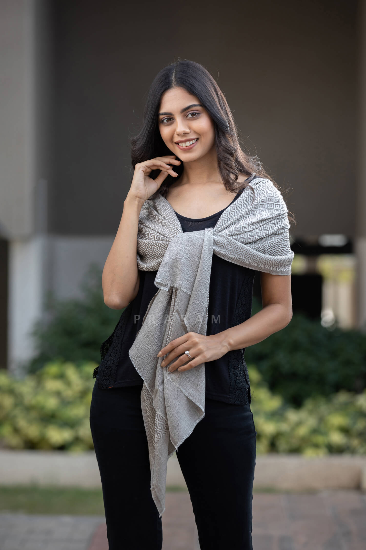 Monochrome Magic Pashmina Weave Stole